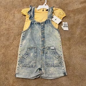 7 For All Mankind Yellow Golden Rod Overall Set